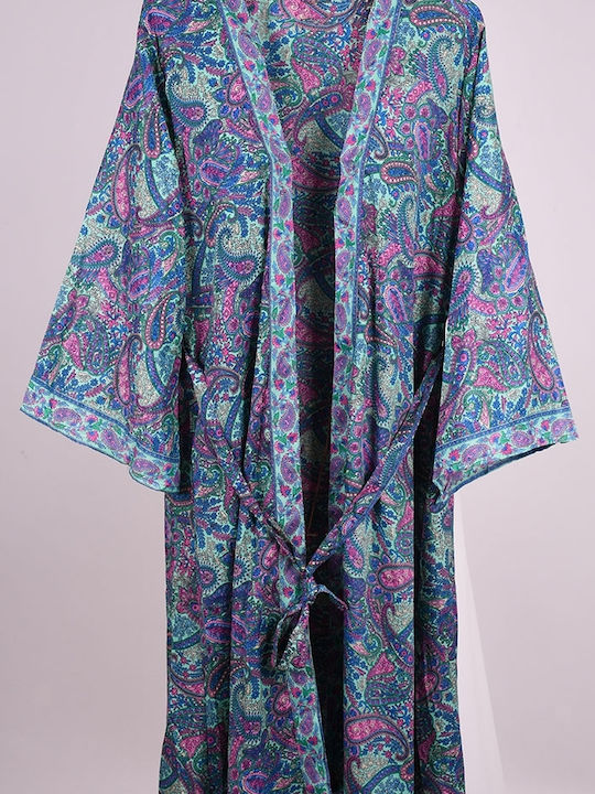 Damen Boho Midi Kimono grün Grün