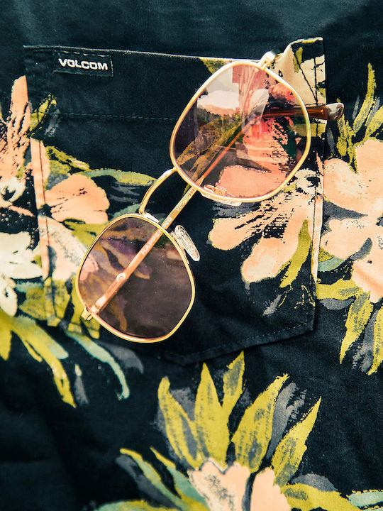 Volcom Happening Damen Sonnenbrille mit Metall Gestell Gloss Gold / Pink VE0180111