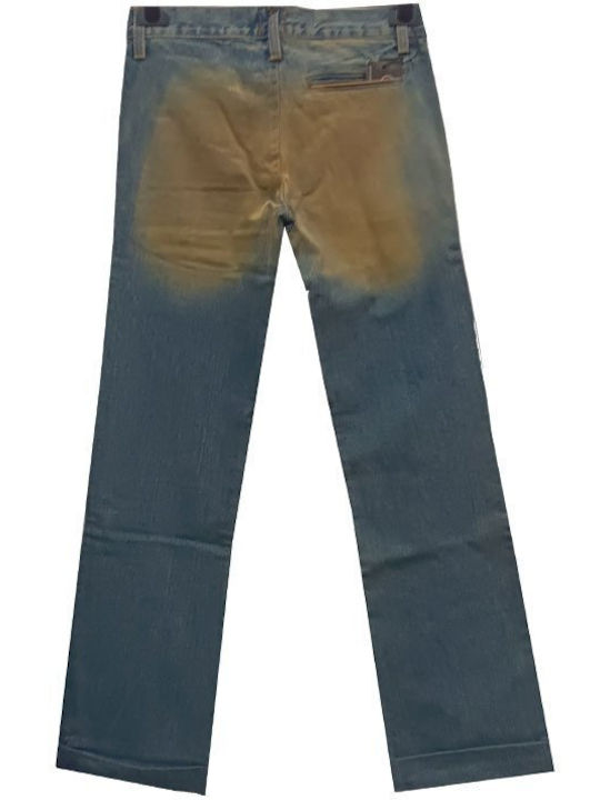 Luciano Faketti Sandblasted cotton jeans blue