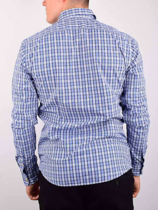 Scotch & Soda Men's Shirt Long Sleeve Checked Blue