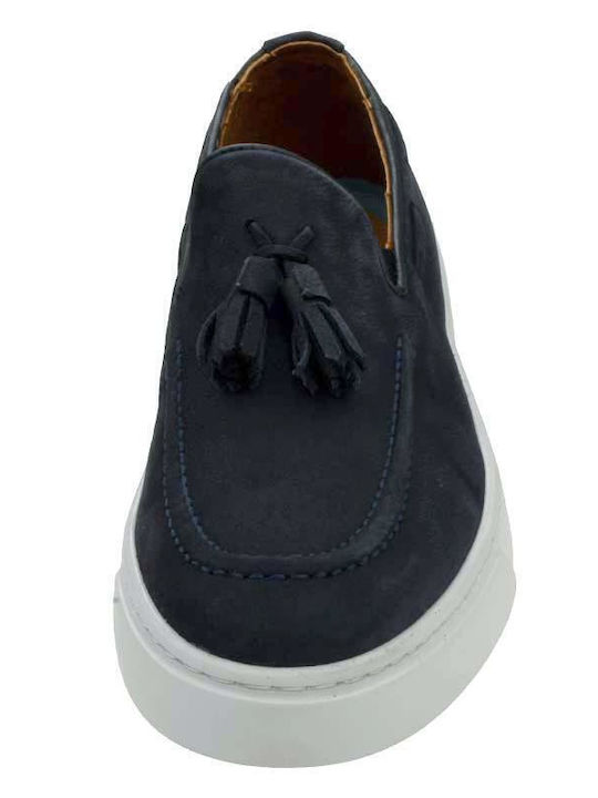 BY887 Men's Leather Loafers Blue