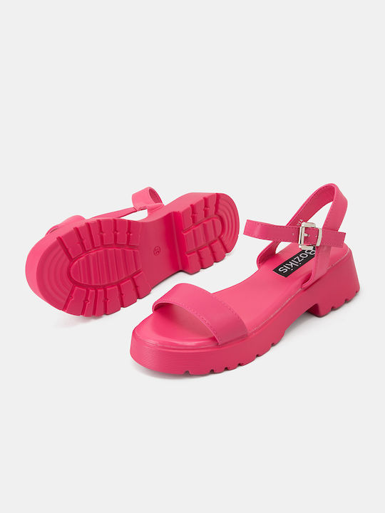 Bozikis Damen Flache Sandalen in Fuchsie Farbe