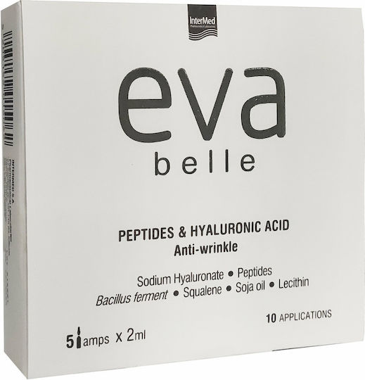 InterMed Eva Belle Peptides & Hyaluronic Acid Moisturizing & Anti-aging Serum Face with Peptides & Hyaluronic Acid for Detoxification & Firming 5x2ml