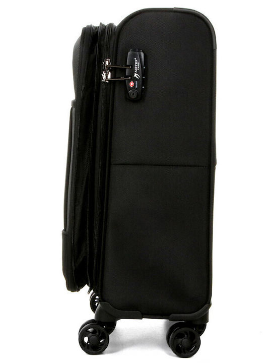 Airtex Paris 27930 Cabin Travel Suitcase Fabric Black with 4 Wheels Height 35cm
