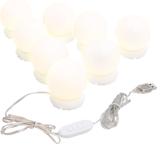 vidaXL Като Огледало за Стена с LED Осветление 30x100см 1бр
