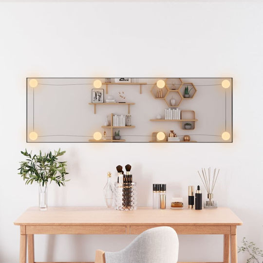 vidaXL Като Огледало за Стена с LED Осветление 30x100см 1бр