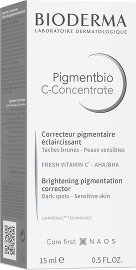 Bioderma Pigmentbio Feuchtigkeitsspendend Serum Gesicht mit Vitamin C & Niacinamid für Entgiftung & Strahlkraft 15ml