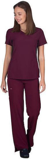 Alezi Stretch Femei Set Pantaloni și Bluza Medicală Burgundy