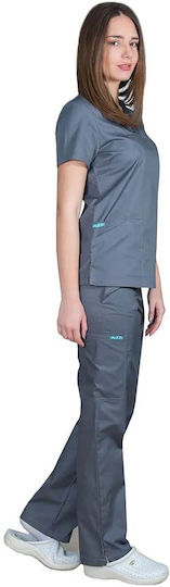 Alezi Classic Women's Gray Pants & Blouse Set Cotton and Polyester