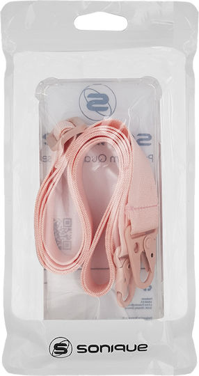 Sonique Strap Armor Back Cover Silicone with Strap Transparent / Pink (Galaxy A50 / Galaxy A50S)