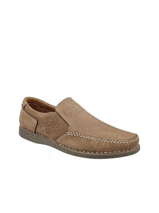 Pace Comfort Men's Leather Moccasins Beige