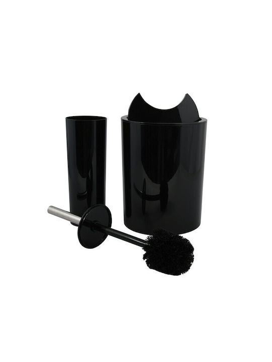 Dimitracas Sun & Moon 03201.002 Plastic Toilet Brush and Basket Set 5.5lt Black
