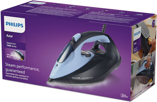 Philips Steam Iron 2800W with Non-stick Plate and Continuous Steam Supply 50g/min Light/Dark Blue