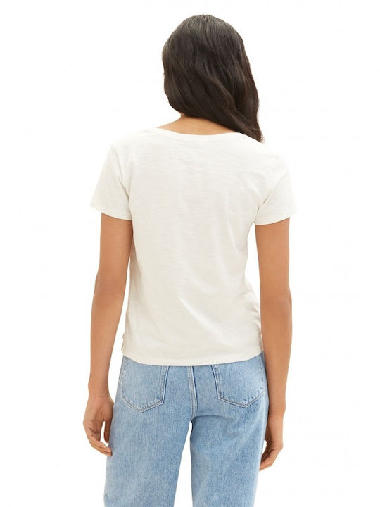 Tom Tailor Women's T-shirt with V Neckline White