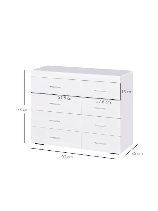 Συρταριέρα Κρεβατοκάμαρας mit 8 Schubladen Weiß 90x35x73cm