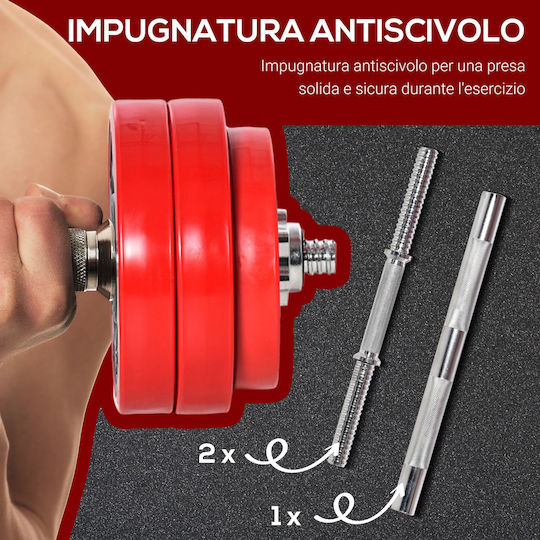 HomCom Barbell and Dumbbell Dumbbell Set with Bar 25kg