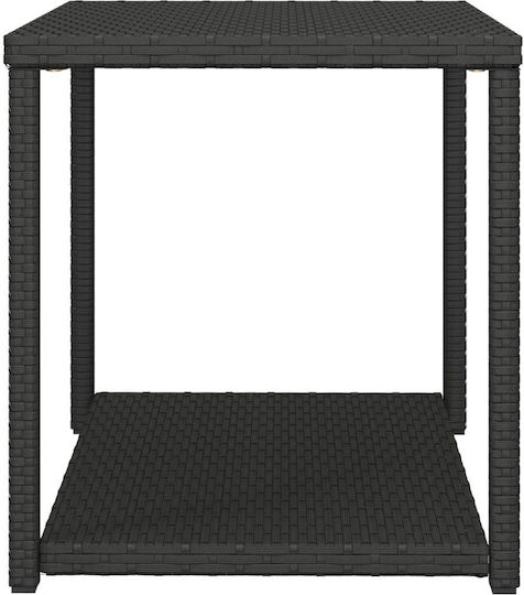 Black Synthetic Auxiliary Outdoor Rattan Table Black 55x45x49cm