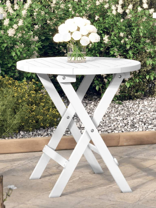 Auxiliary Outdoor Foldable Wood Table White 46x46x47cm