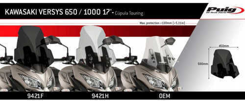 Puig Motorcycle Windshield & Windscreen Tinted Visor for Kawasaki Versys 1000 9421H