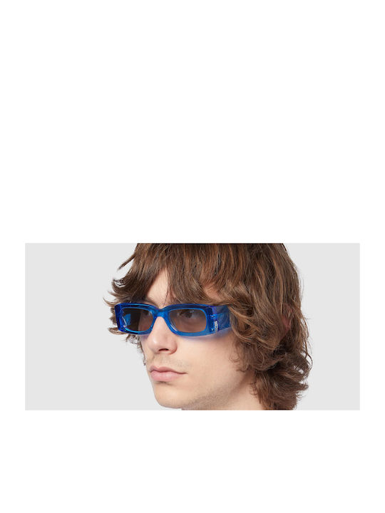 GCDS Unisex Γυαλιά Ηλίου με Μπλε Κοκκάλινο Σκελετό και Ασημί Καθρέφτη Φακό GD0020 90L