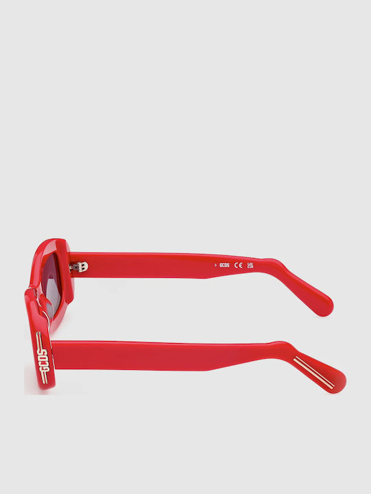 GCDS Women's Sunglasses with Red Plastic Frame and Gray Lens GD0027 66A
