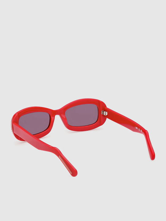 GCDS Women's Sunglasses with Red Plastic Frame and Gray Lens GD0027 66A