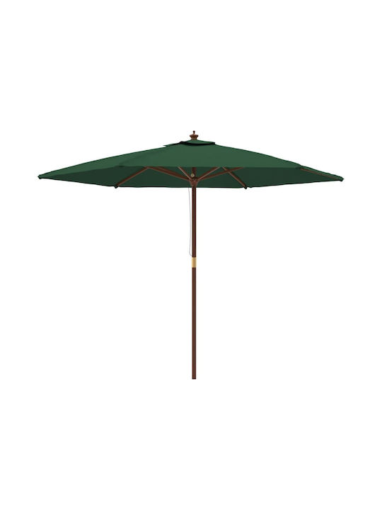 Round Wooden Green Garden & Terrace Parasol Φ2.99xΥ2.4m