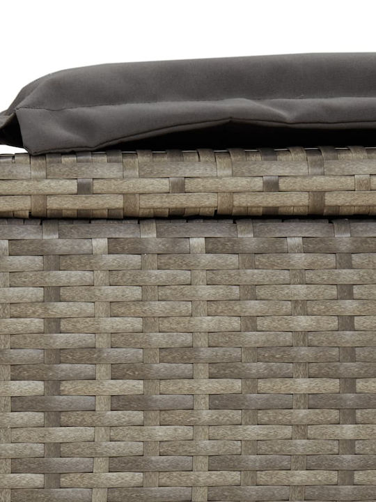 Liegestuhl-Bett Einzel Rattan mit Kissen & Sonnenschirm Schwarz 211x57x140cm.
