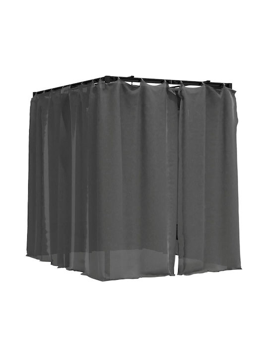 Sunbed Double Metal with Sunshade Black 207x153x204cm.