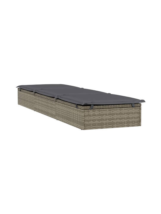 Sunbed Single Rattan with Cushion Gray 201x55x62cm.