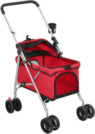 vidaXL Dog/Cat Carrying Red Stroller L76xW50xH100cm