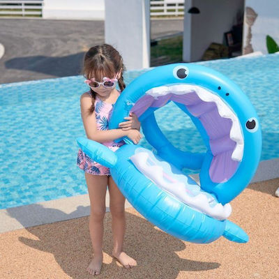 Schwimmtrainer Swimtrainer mit Durchmesser 95cm und Sonnenschutz Hellblau Καρχαρίας