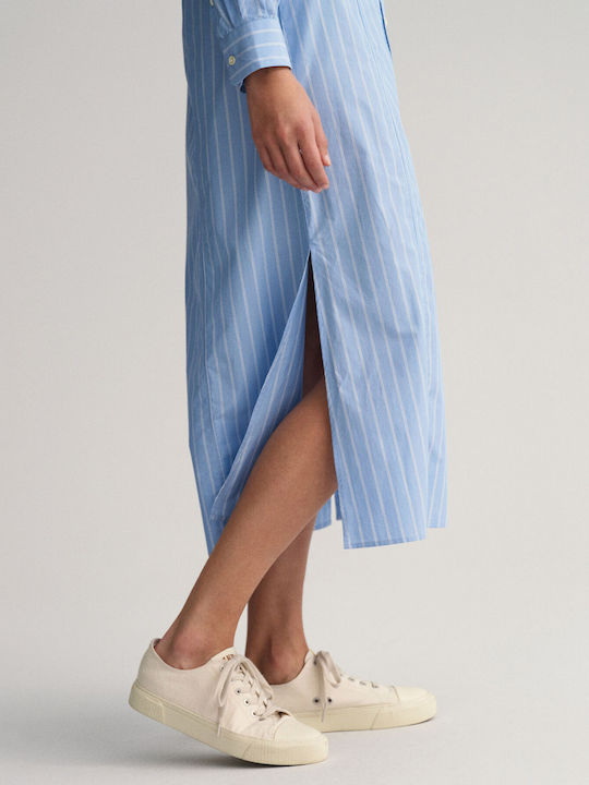 Summer Midi Shirt Dress Light Blue