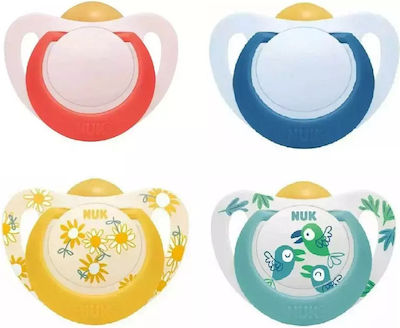 Nuk Pacifier Silicone Star Flowers Yellow with Case for 18-36 months 1pcs