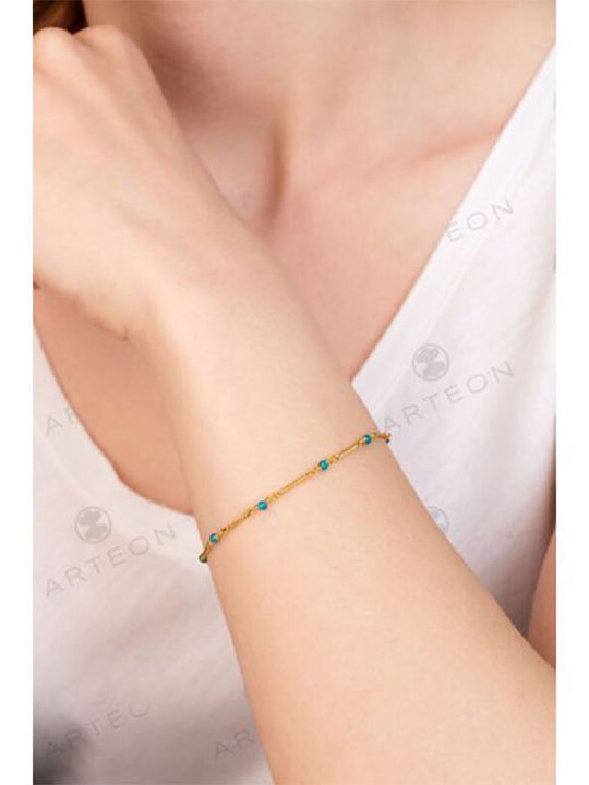 Women's silver gold plated bracelet 925 decorated with natural blue Apatite.