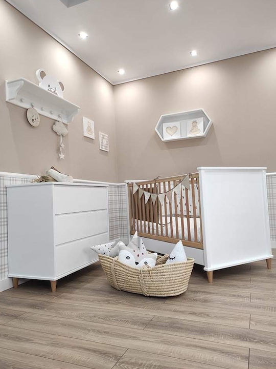 Baby Smile Pătuț Bebeluși Rino Alb pentru Saltea 70x140cm