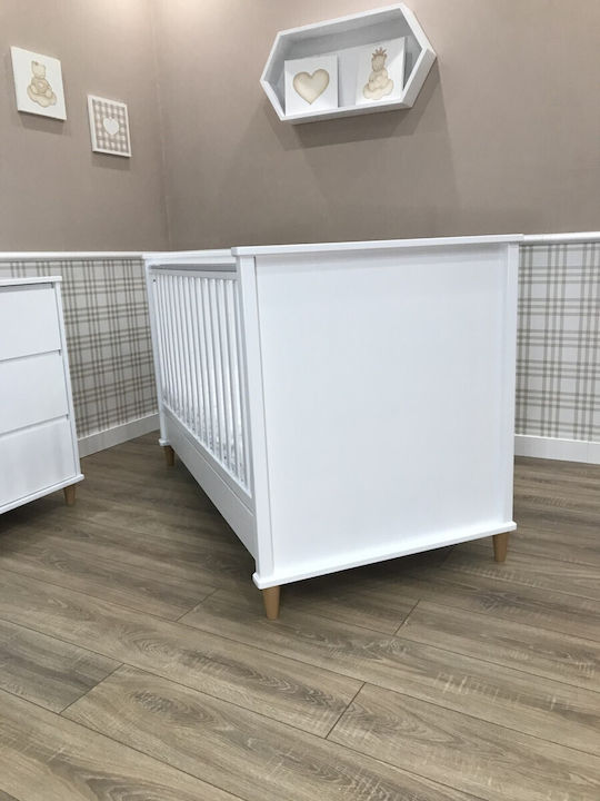 Baby Smile Pătuț Bebeluși Rino Alb pentru Saltea 70x140cm
