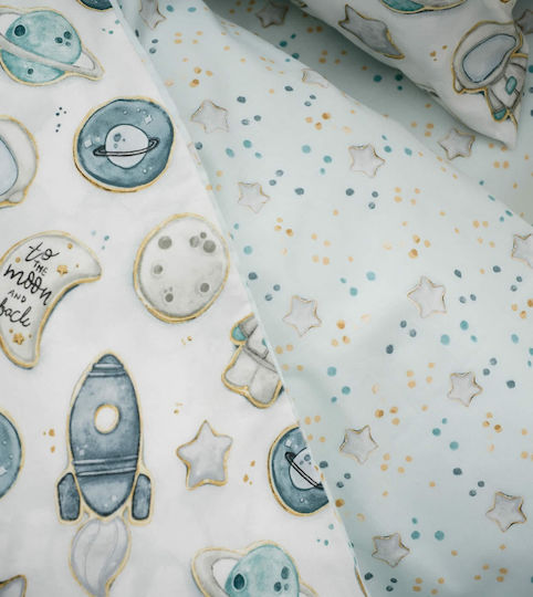 Vesta Home Baby Sheets Set Crib Cotton Blue 120x165cm 3pcs