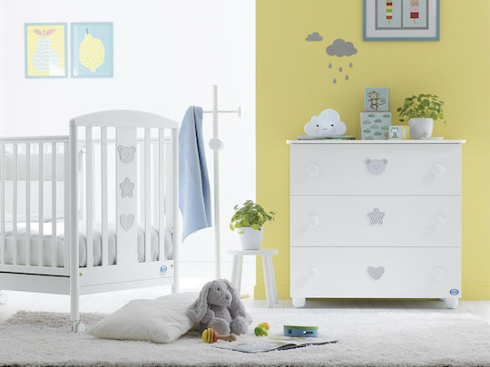 Birillo Baby Dresser with 3 Drawers White 94x50x92cm