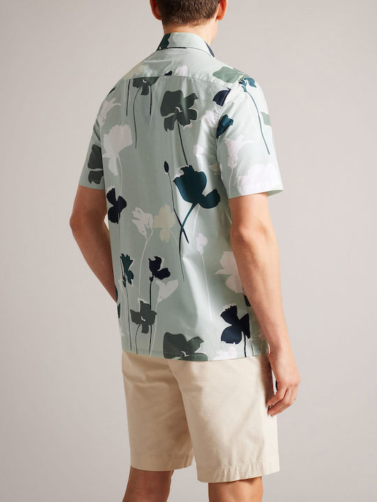 Ted Baker Men's Shirt Short Sleeve Floral Green