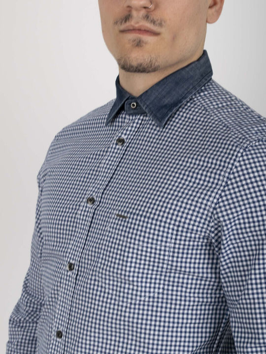 S-Vic Long-sleeved Shirt Checked Navy Blue