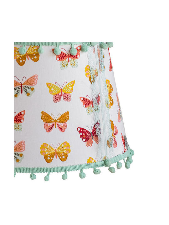 Oxygen Kids Fabric Single Ceiling Light E27 Butterflies White 25x35cm