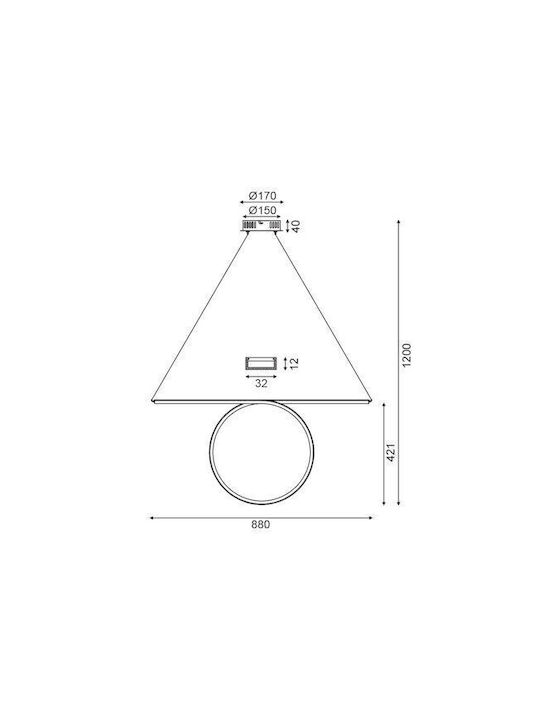 Aca Pendant Light Black Rail 88x17x88cm