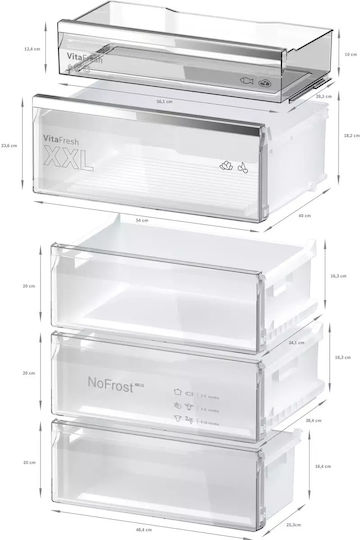 Bosch Ψυγειοκαταψύκτης 440lt Total NoFrost Υ203xΠ70xΒ66.7εκ. Inox KGN49AIBT