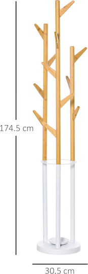 HomCom Καλόγερος Μεταλλικός Λευκός / Καφέ 174cm