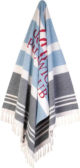 Greenwich Polo Club Beach Towel Pareo Cotton Light Blue with Fringes 170x80cm