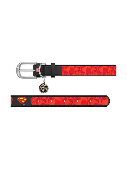 WauDog Superman 1 Dog Collar Leather In Red Colour 20 - 28cm