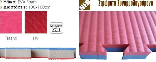 AMILA Saltea Puzzle Podea Sala De Sport Cu Două Fețe Roșu Negru 100x100x2.5cm 1 Bucată