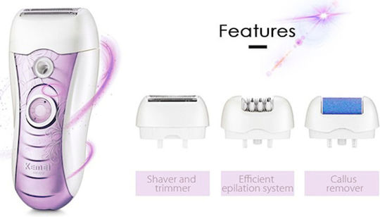 Kemei 3 in 1 Σετ Αποτρίχωσης Epilator για το Σώμα KM-3012 Ροζ