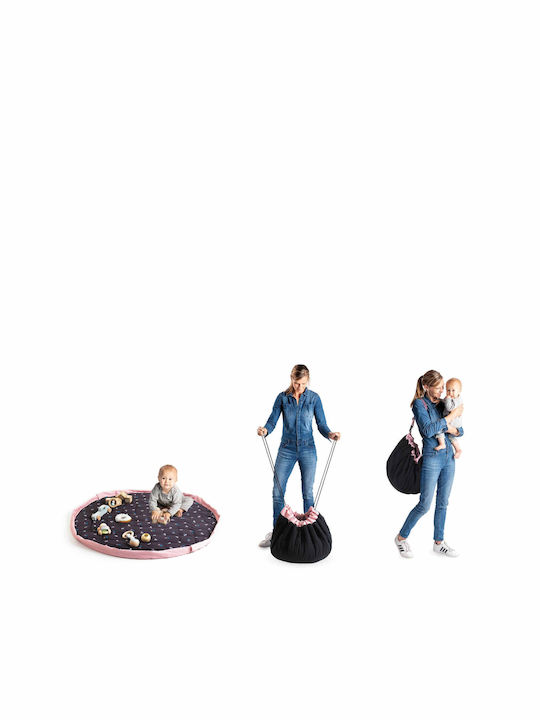 Play&go Saltea de Joacă Pliabilă pentru Copii din Țesătură Flori Negru 40cm 1buc